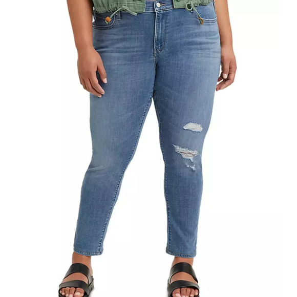 Levi's Plus Blue Distressed Skinny Jeans 18W - Women's Denim - Picture 2 of 4